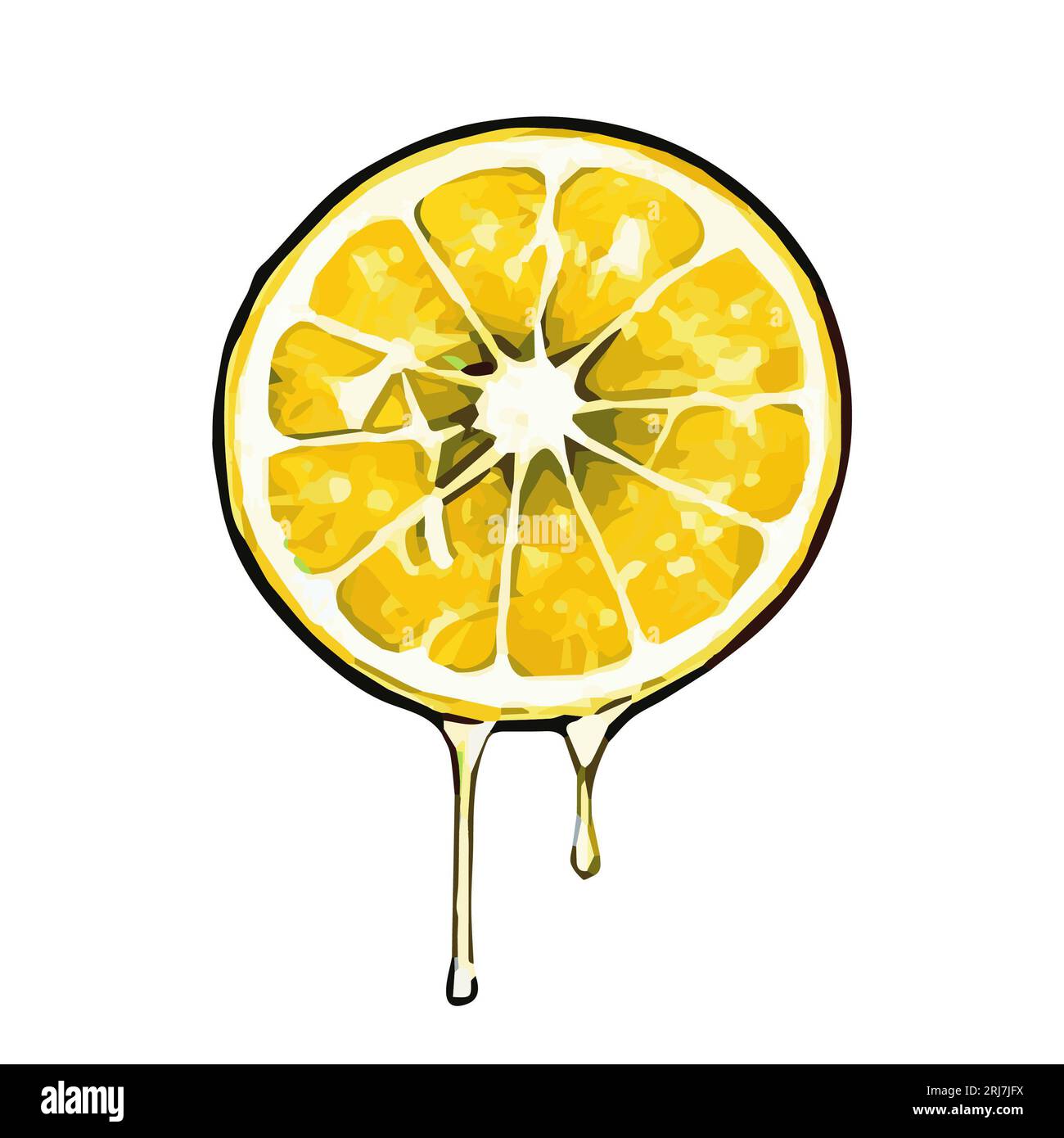 Drop of juice dripping from half orange vector illustrations Stock Photo