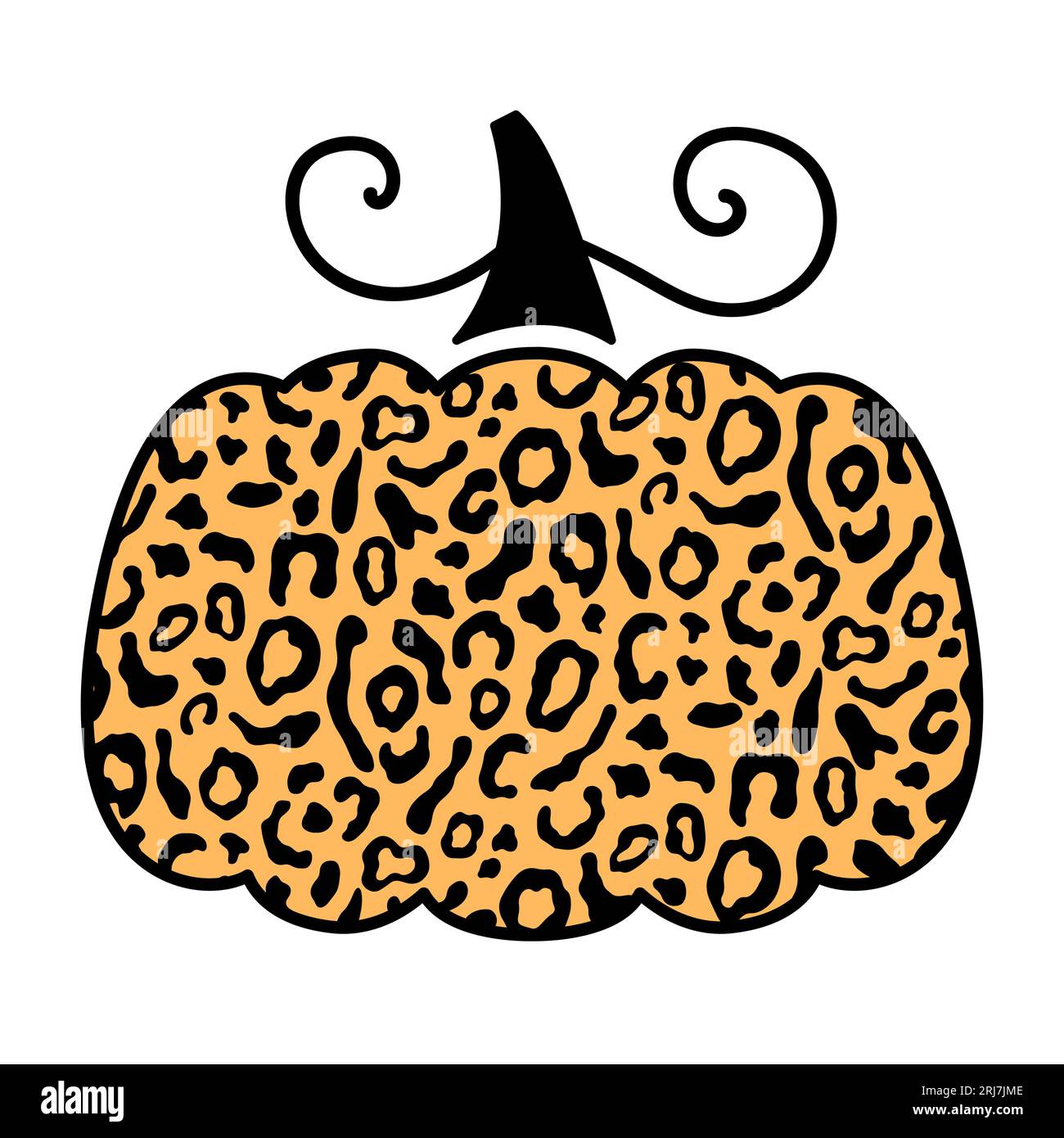 Decorative Cheetah Leopard Pumpkin Illustration Stock Vector