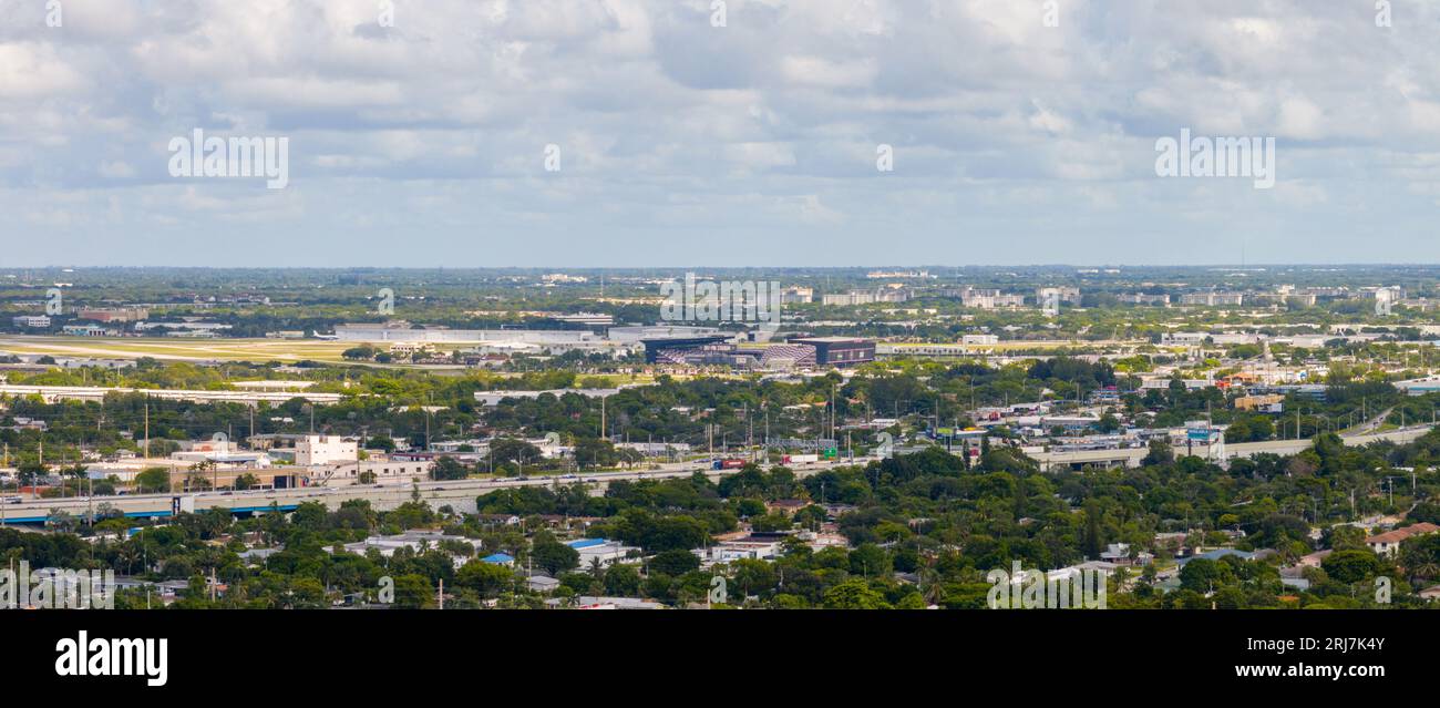 Fort Lauderdale, FL, USA - August 19, 2023: Aerial view of the DRV PNK Stadium home to Inter Miami CF Soccer Team Stock Photo