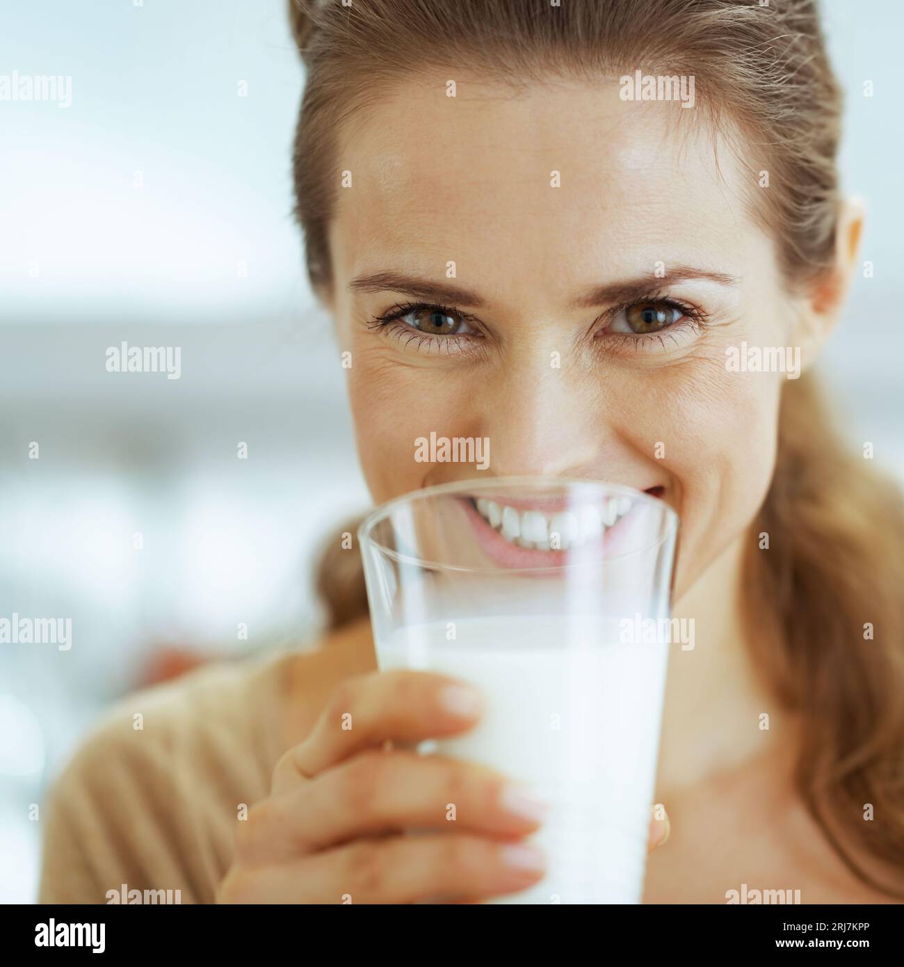 Young woman almond milk hi res stock photography and images alamy