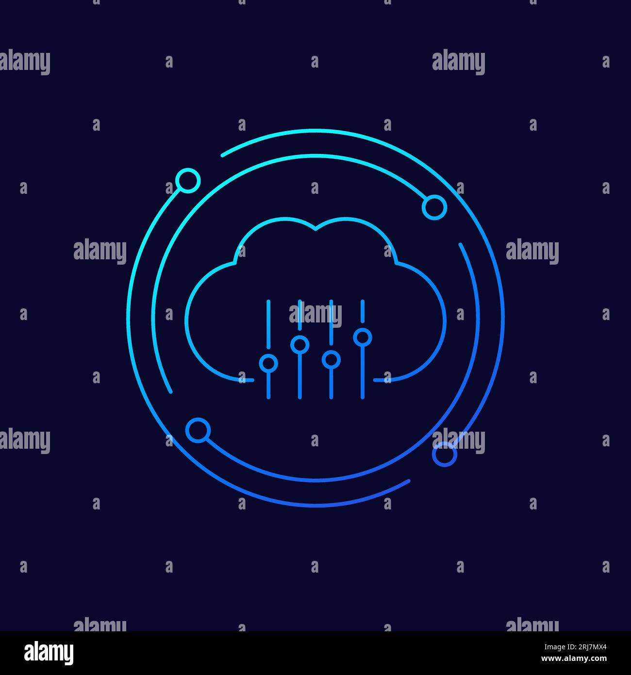 Cloud settings icon, linear design Stock Vector