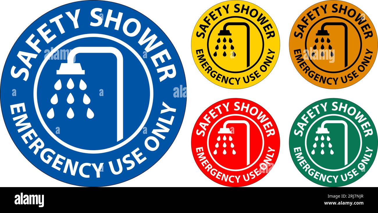 Safety Shower Sign, Safety Shower Emergency Use Only Stock Vector