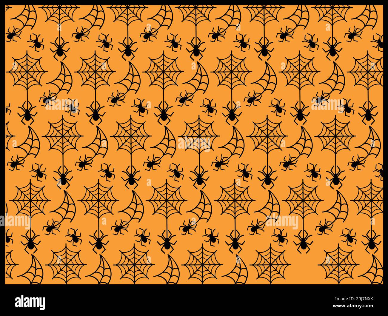 Seamless pattern for Halloween with spiders on orange background Stock ...