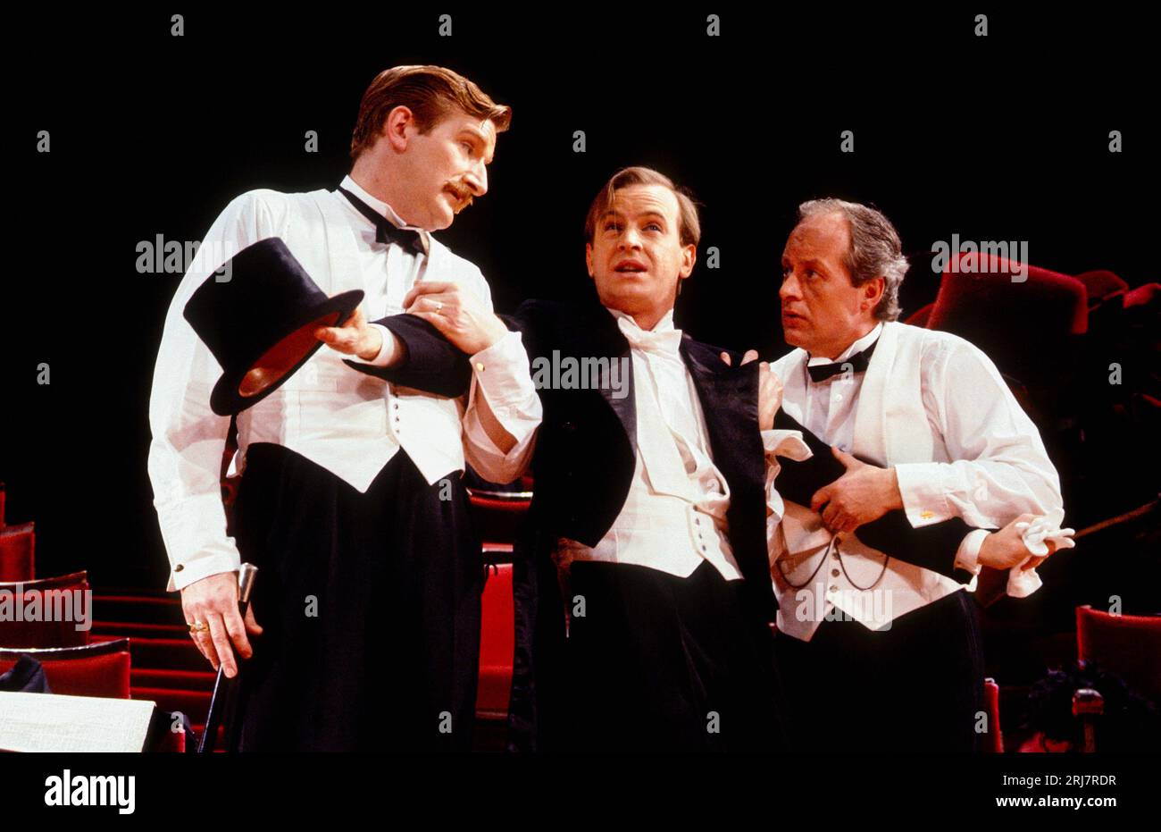 l-r: Malcolm Storry (Ricordi), Ian Charleson (Boito), David Lyon (Faccio) in AFTER AIDA by Julian Mitchell at The Old Vic, London SE1  19/03/1986  a Welsh National Opera production  musical director: Martin Andre  design: Bob Crowley  lighting: Jeff Beecroft  director: Howard Davies Stock Photo