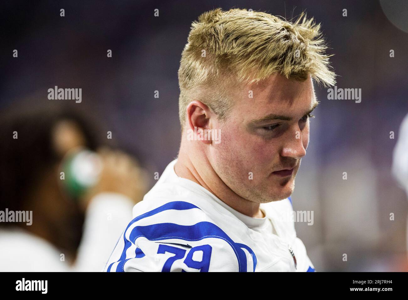 Indianapolis, Indiana, USA. 08th Jan, 2023. Indianapolis Colts offensive  lineman Bernhard Raimann (79) during pregame of