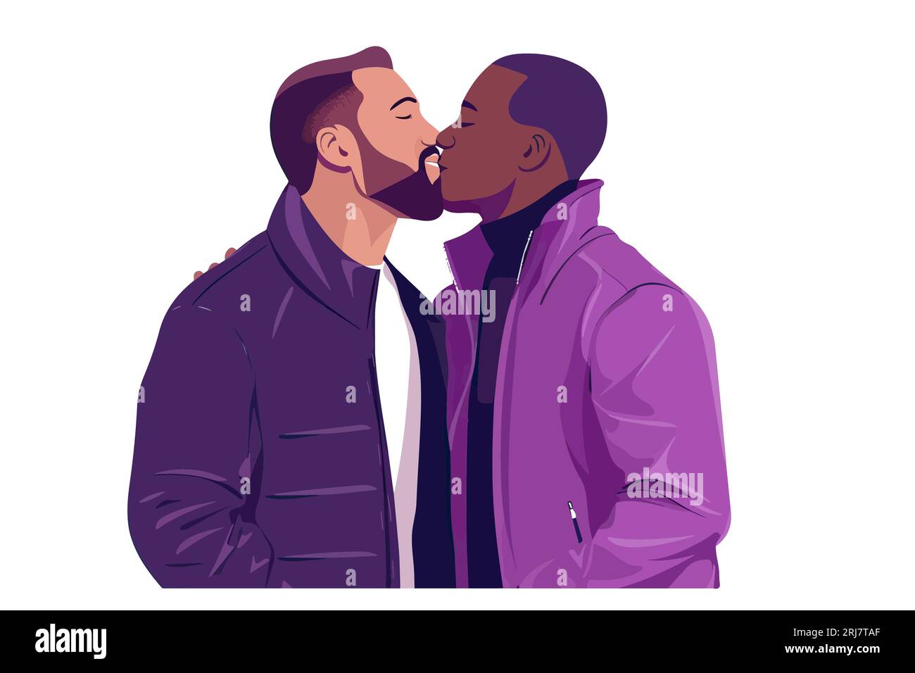 Vector illustration of an affectionate couple embracing tenderly. Stock Vector