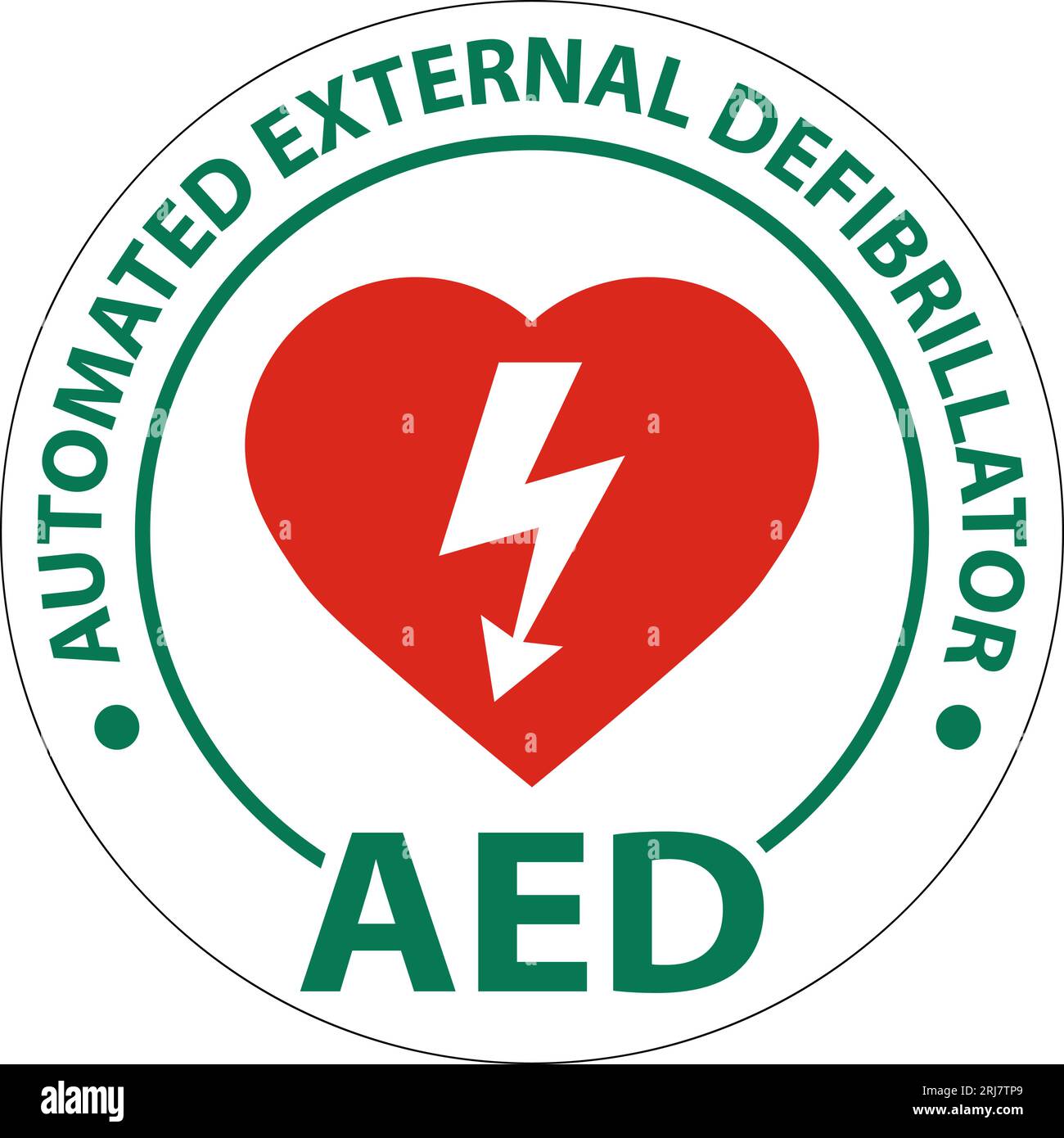 Floor Sign AED with Defib Heart, Red Border Floor Sign Stock Vector