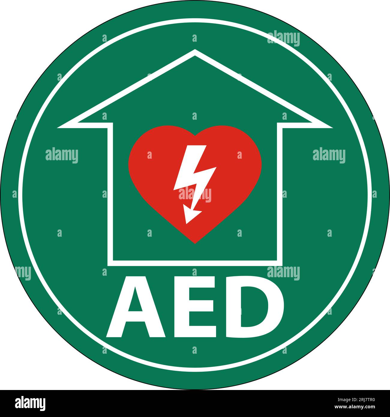 Floor Sign AED with Defib Heart, Red Border Floor Sign Stock Vector