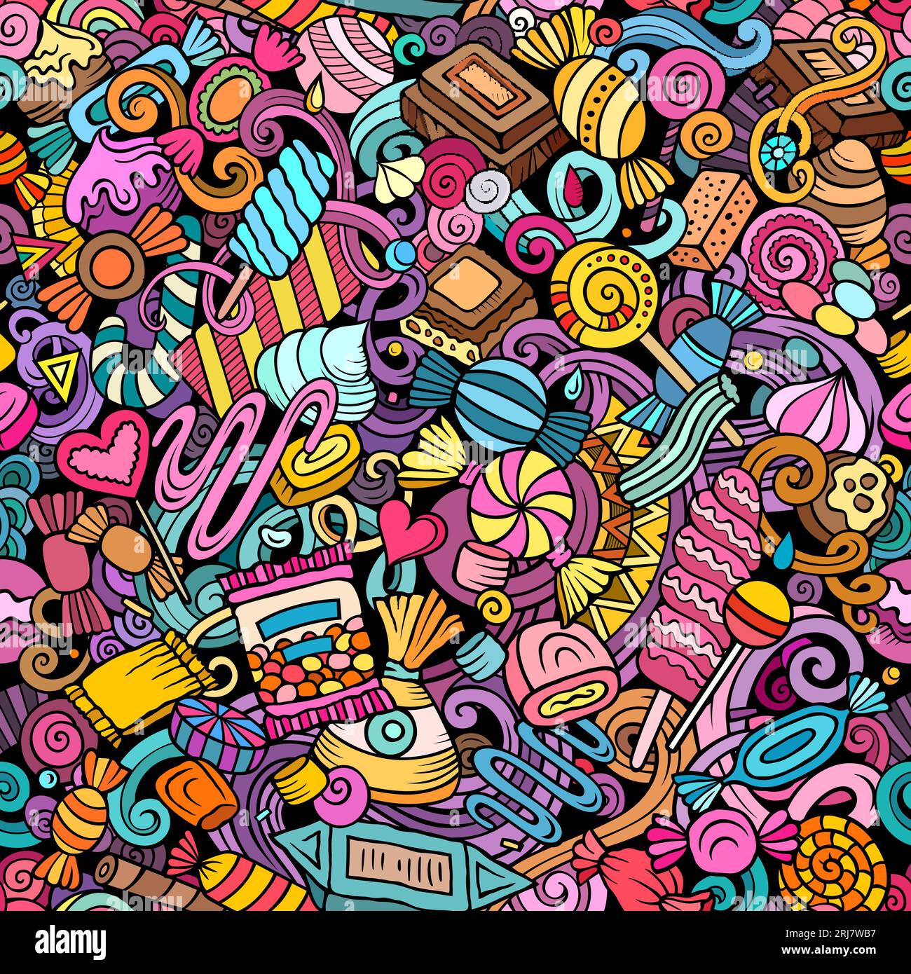 Cartoon doodles Candies seamless pattern Stock Vector