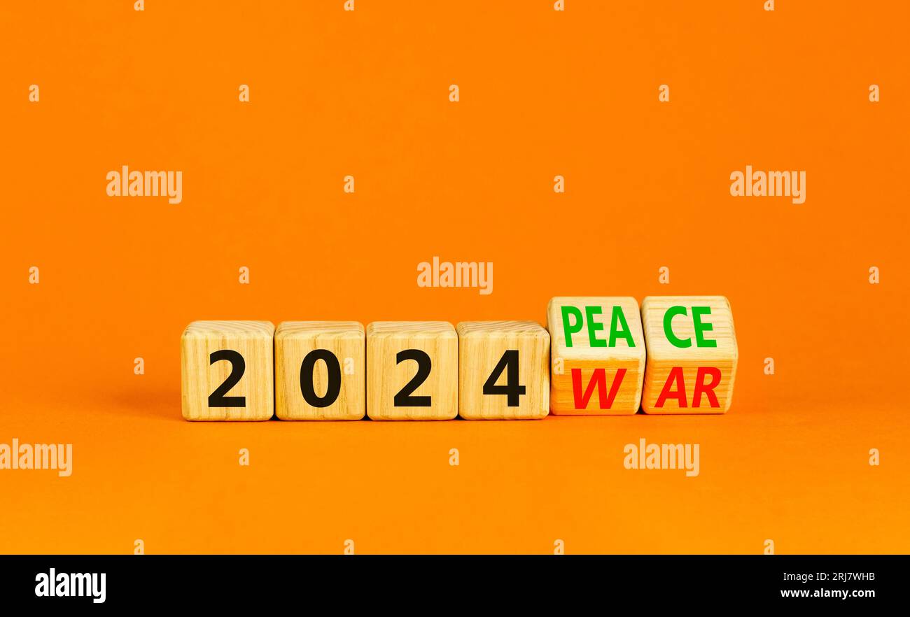 2024 War Or Peace Symbol Businessman Turns A Wooden Cube And Changes   2024 War Or Peace Symbol Businessman Turns A Wooden Cube And Changes Words 2024 War To 2024 Peace Beautiful Orange Table Orange Background Copy Spa 2RJ7WHB 