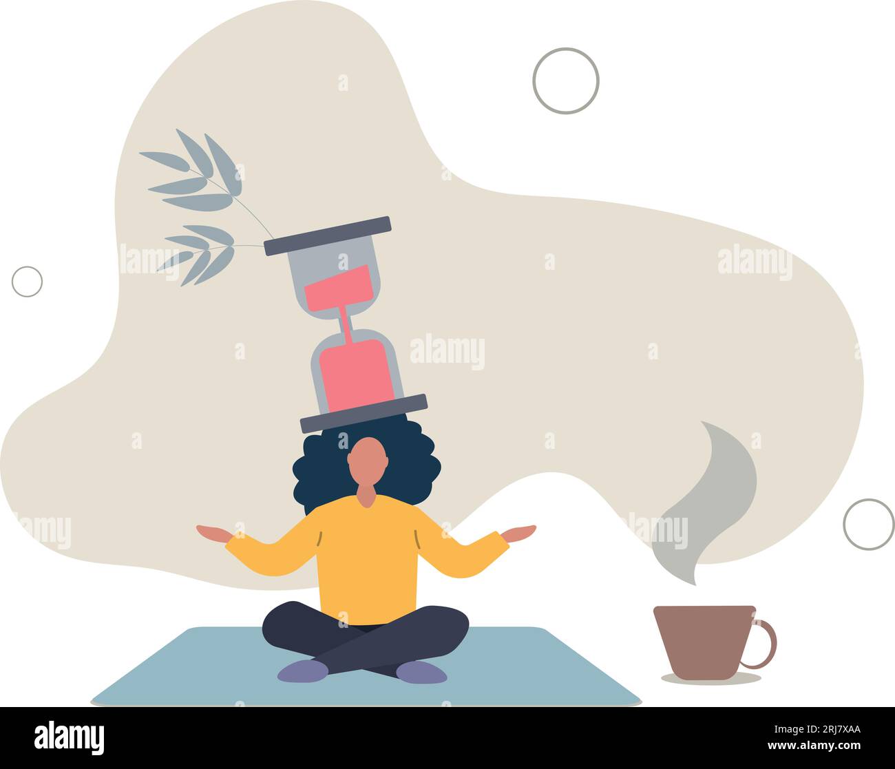 Patience time, practice to concentrate and wait for success, being professional calm and mindfulness thinking, endurance concept.flat vector illustrat Stock Vector