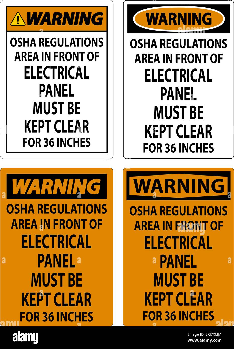 Warning Sign Osha Regulations Area In Front Of Electrical Panel Must