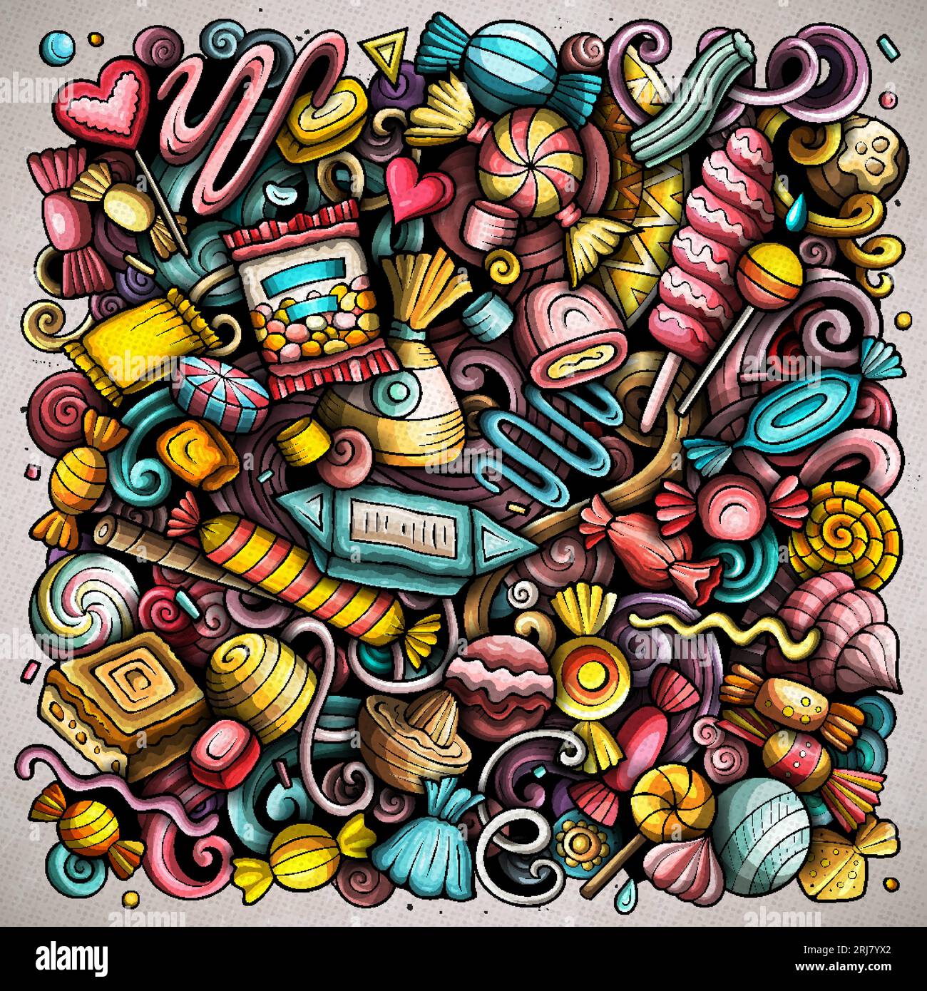 Sweet Candies cartoon vector doodle illustration Stock Vector Image ...
