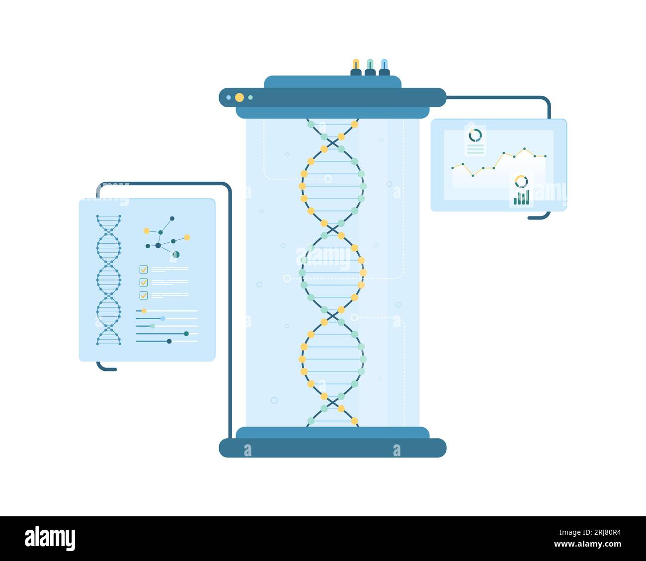 DNA laboratory research vector illustration. Cartoon isolated