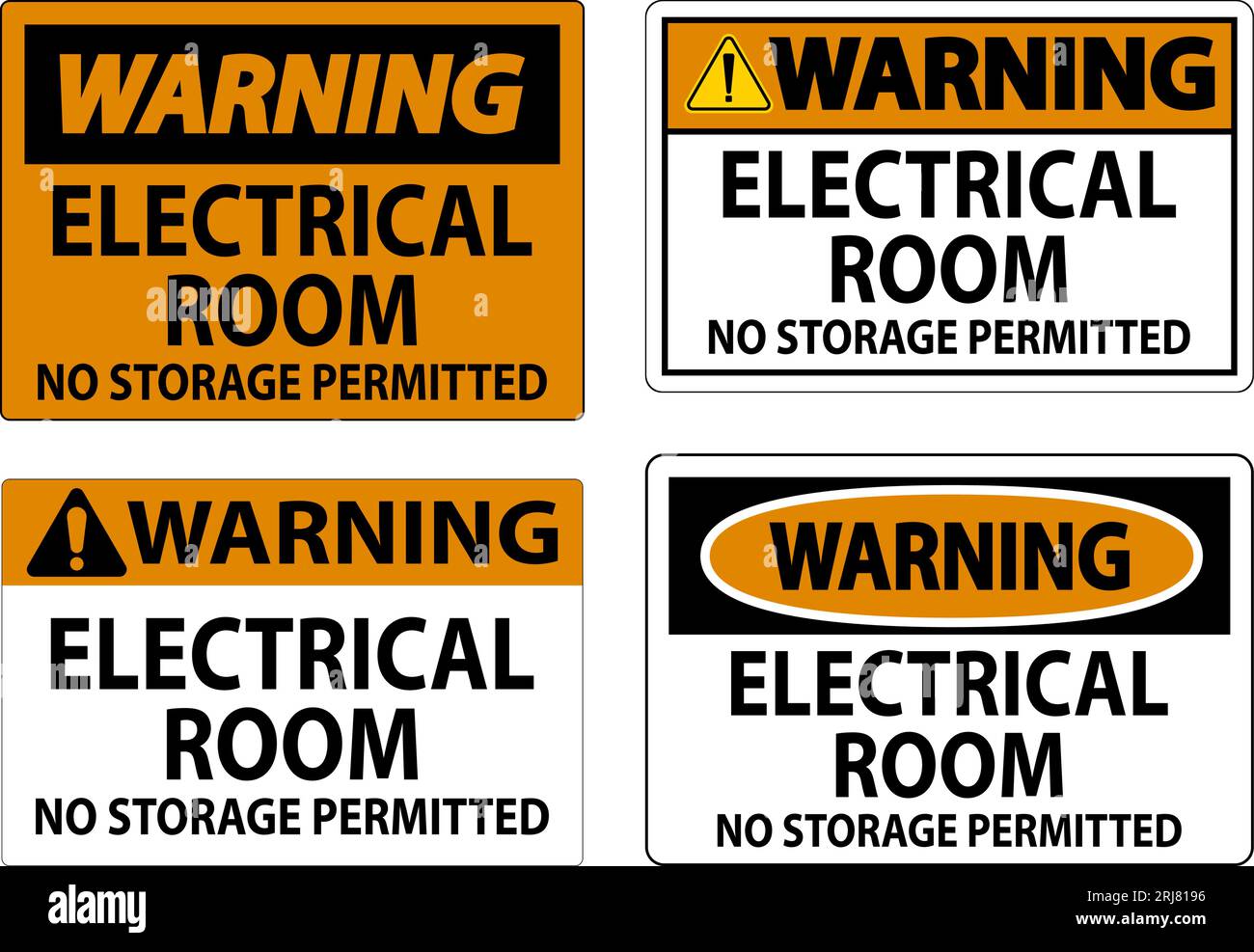 Warning Sign Electrical Room, No Storage Permitted Stock Vector Image