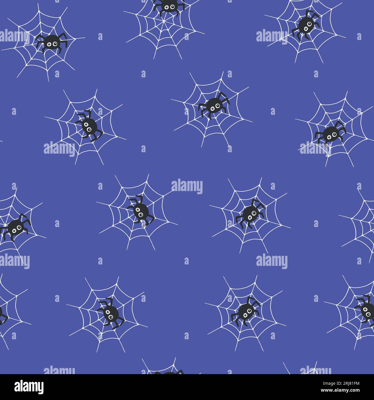 Black spider on a web seamless pattern. Simple repeating pattern for Halloween. Vector illustration Stock Vector