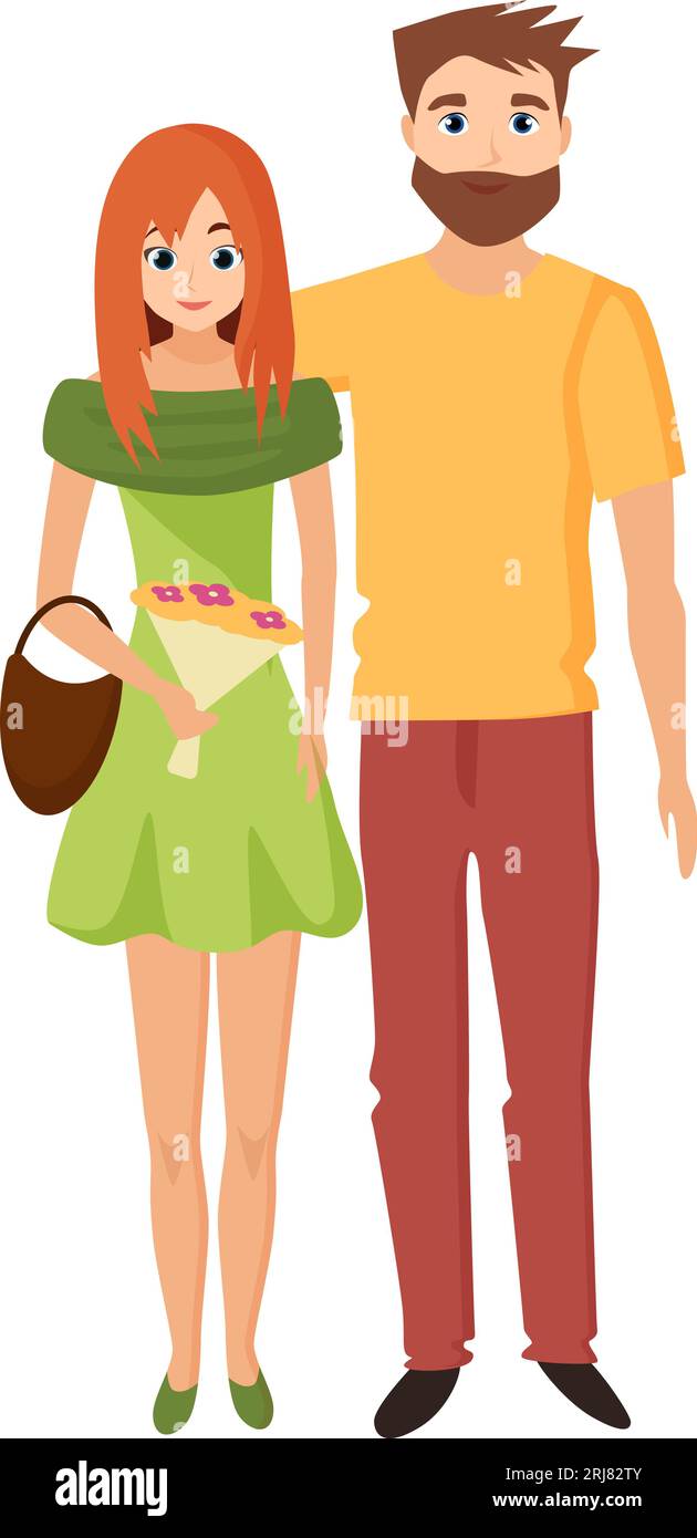 Happy lovely couple. Adorable relationship, couple romantic date vector ...
