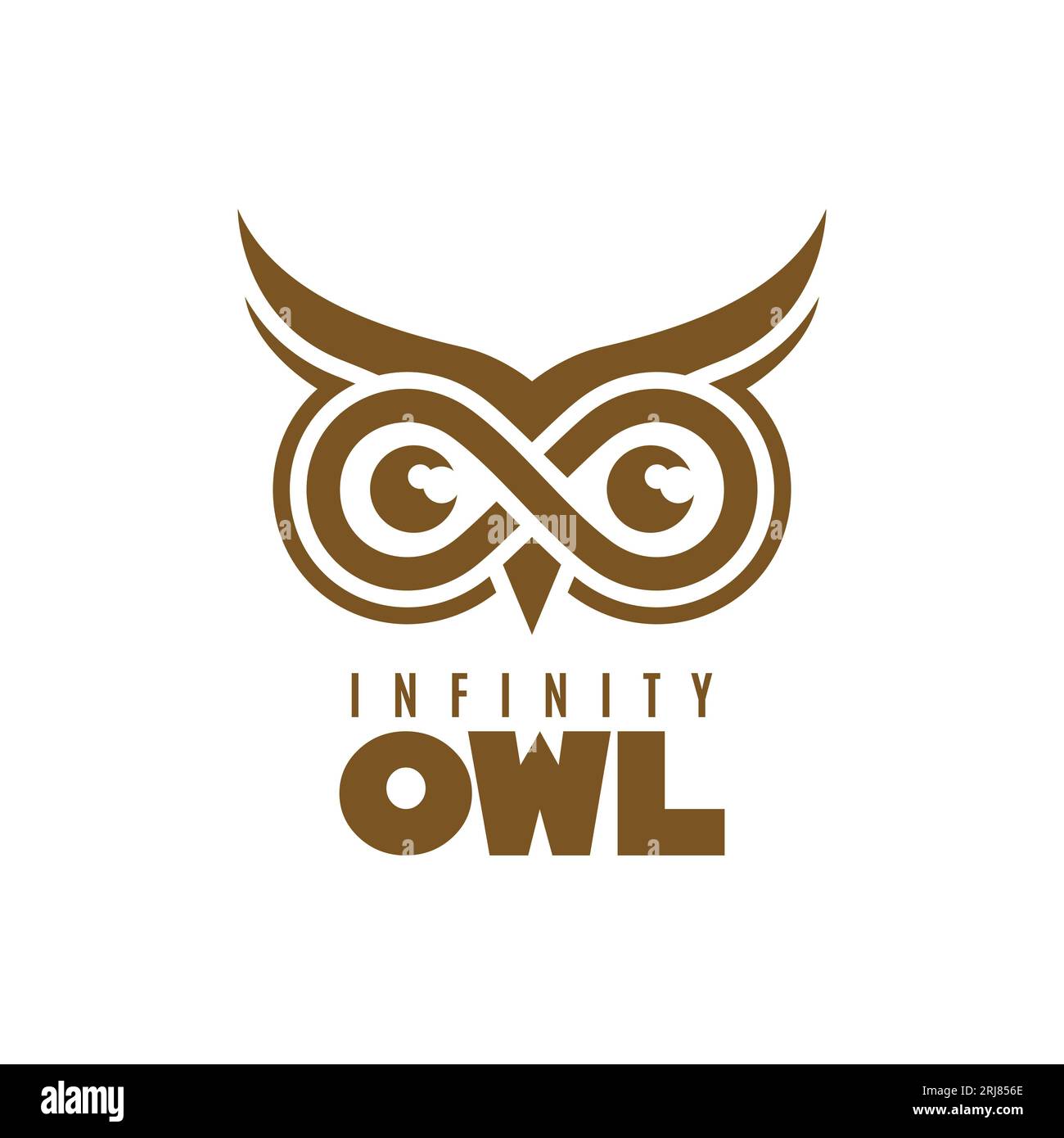Owl eye infinity Logo Design, Simple modern Owl logo Stock Vector