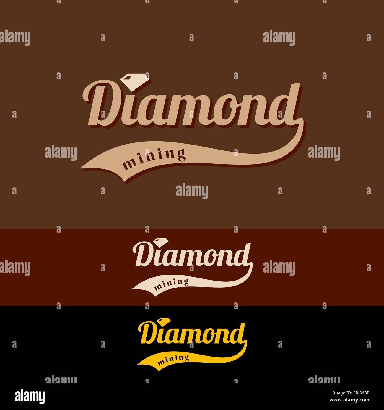 Diamond Mining Typography Logo For Gem Mining Company Classic Vintage Vector Design Stock Vector