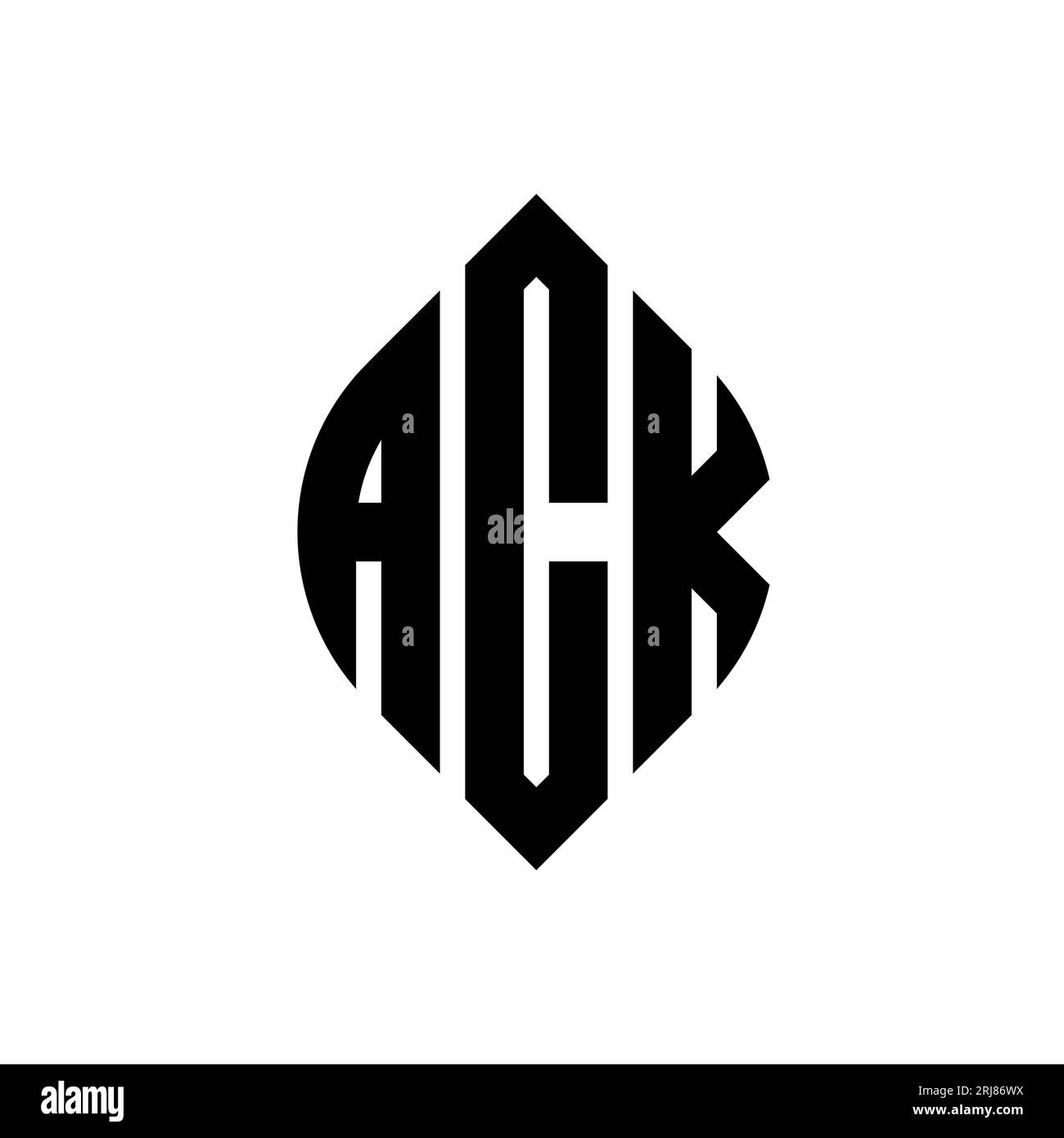 ACK circle letter logo design with circle and ellipse shape. ACK ellipse letters with