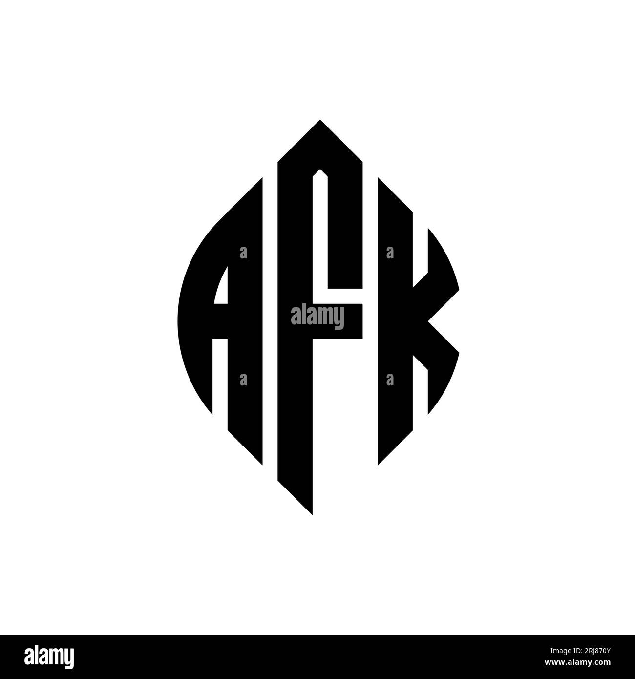 AFK circle letter logo design with circle and ellipse shape. AFK ellipse letters with typographic style. The three initials form a circle logo. AFK Ci Stock Vector