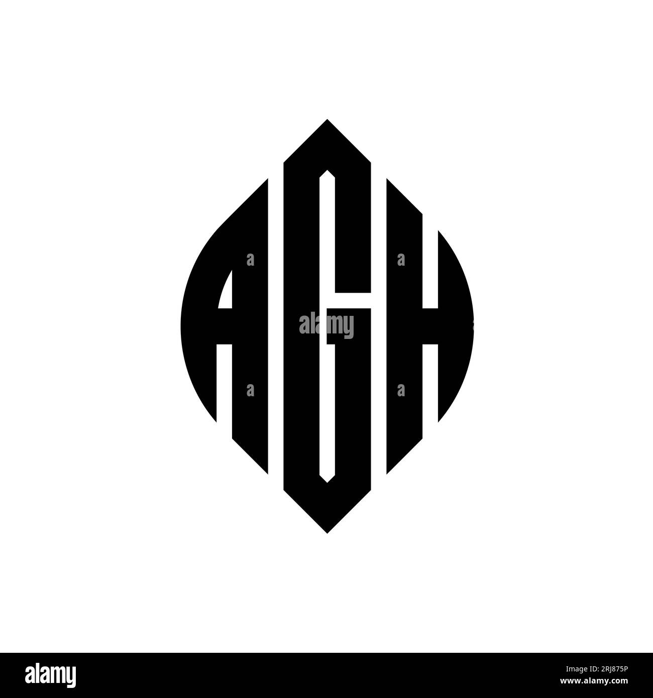 AGH circle letter logo design with circle and ellipse shape. AGH