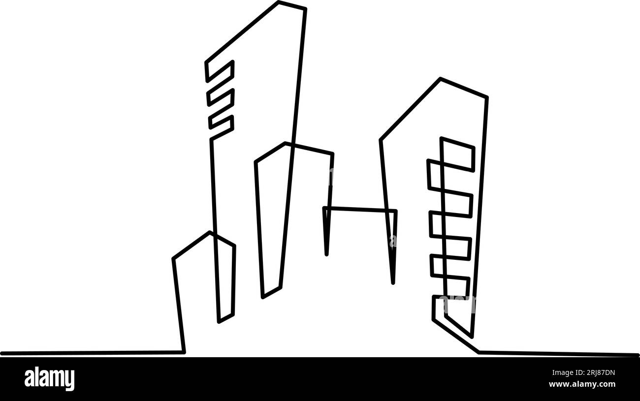 Modern cityscape logo. Continuous one line vector drawing Stock Vector ...