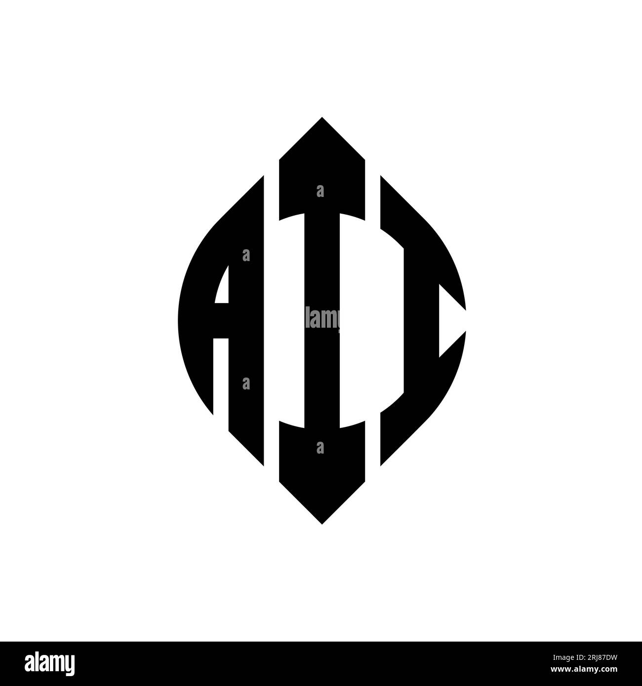 AII circle letter logo design with circle and ellipse shape. AII ellipse letters with typographic style. The three initials form a circle logo. AII Ci Stock Vector