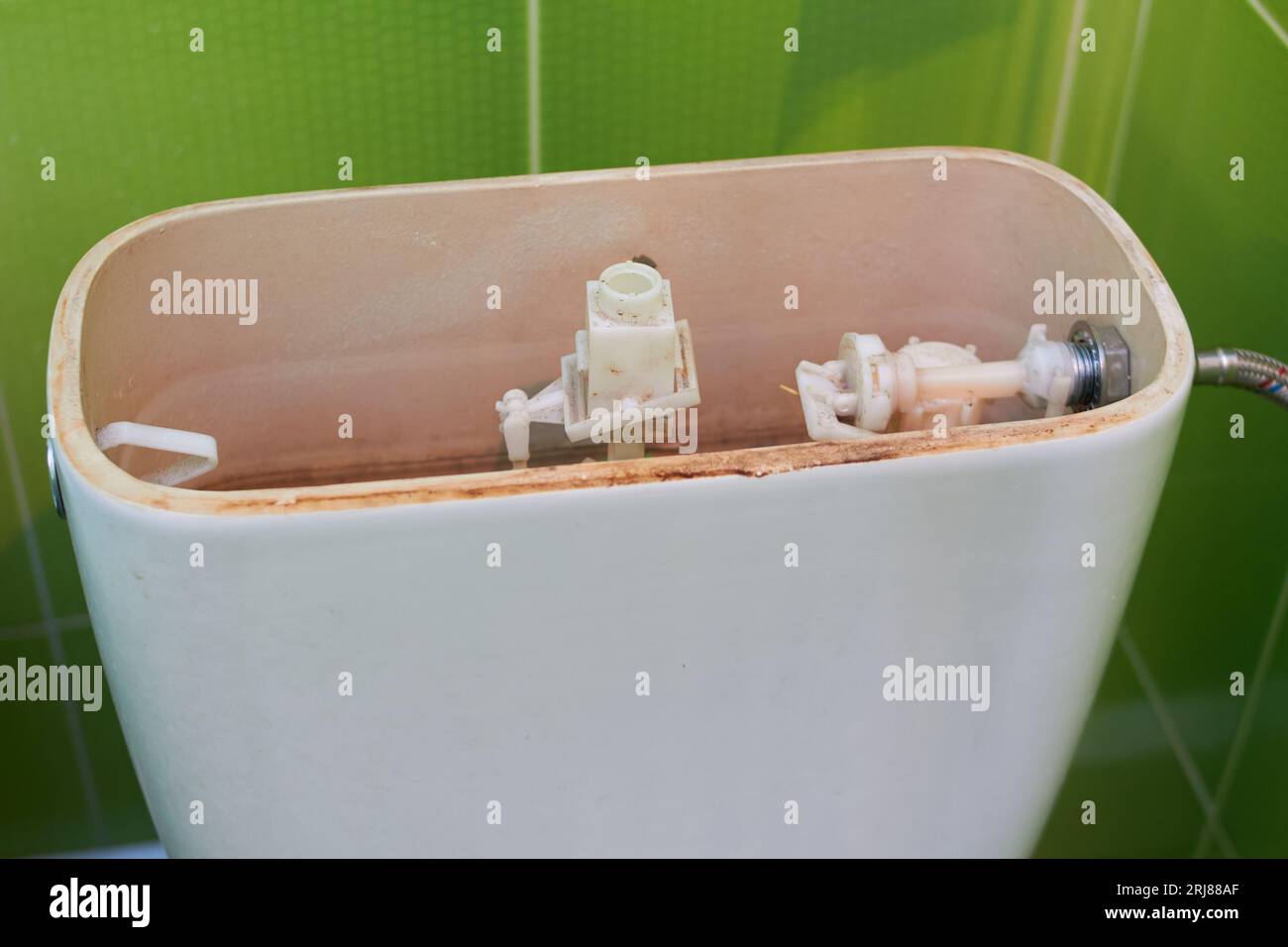 broken sanitary ware in the bathroom, repair the toilet Stock Photo