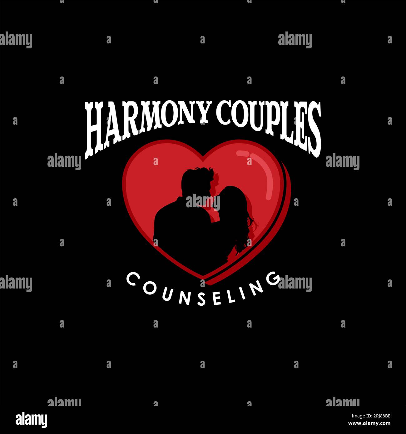 marriage Counseling Company Logo with silhouette couple in love shape