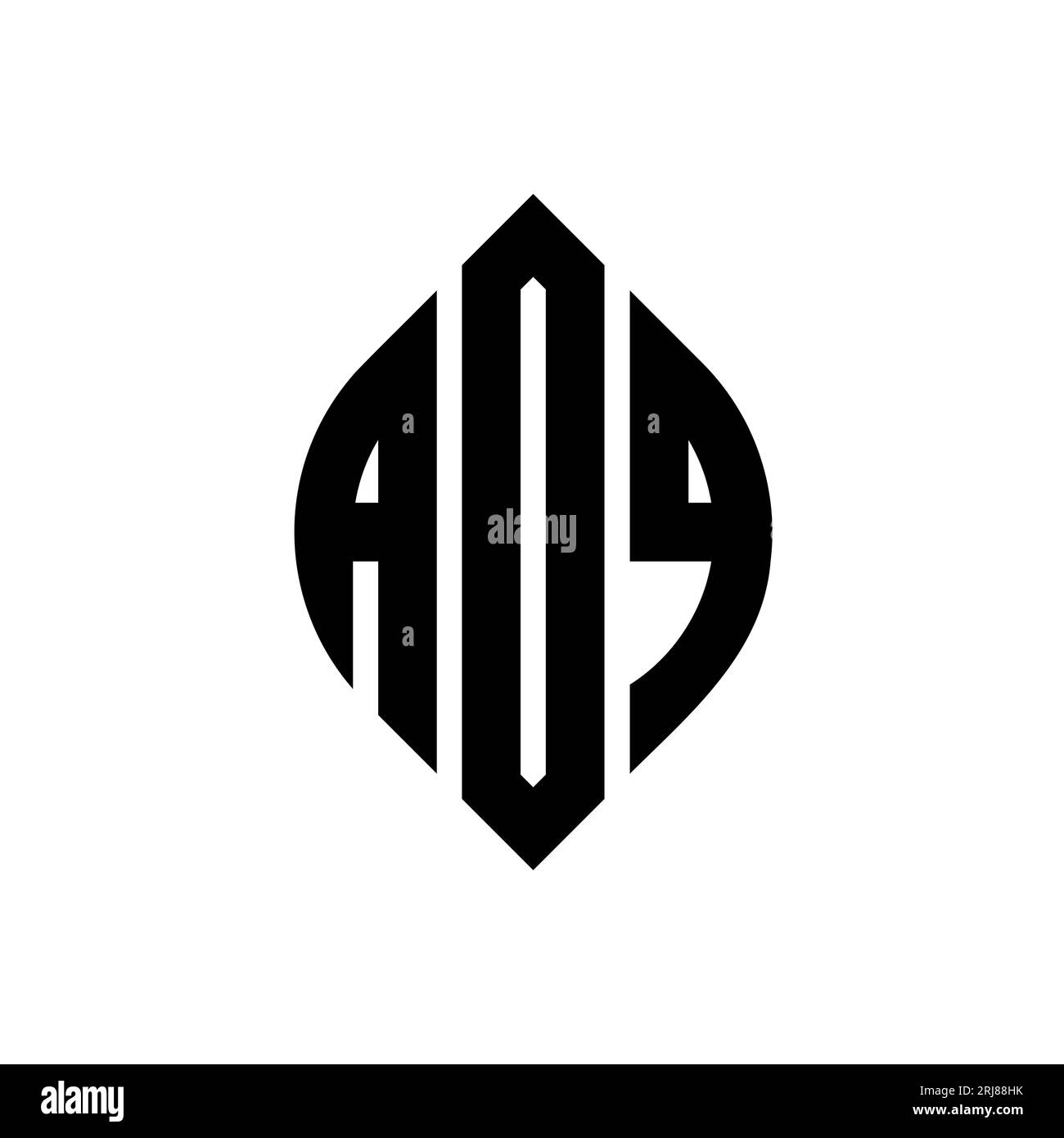 AOQ circle letter logo design with circle and ellipse shape. AOQ ...