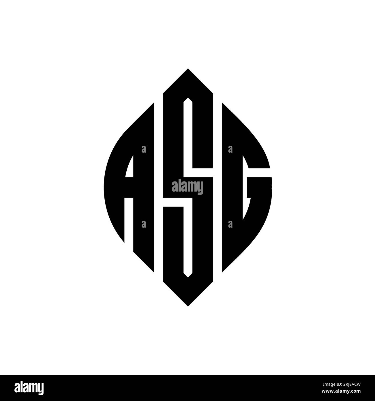 ASG circle letter logo design with circle and ellipse shape. ASG ellipse letters with typographic style. The three initials form a circle logo. ASG Ci Stock Vector