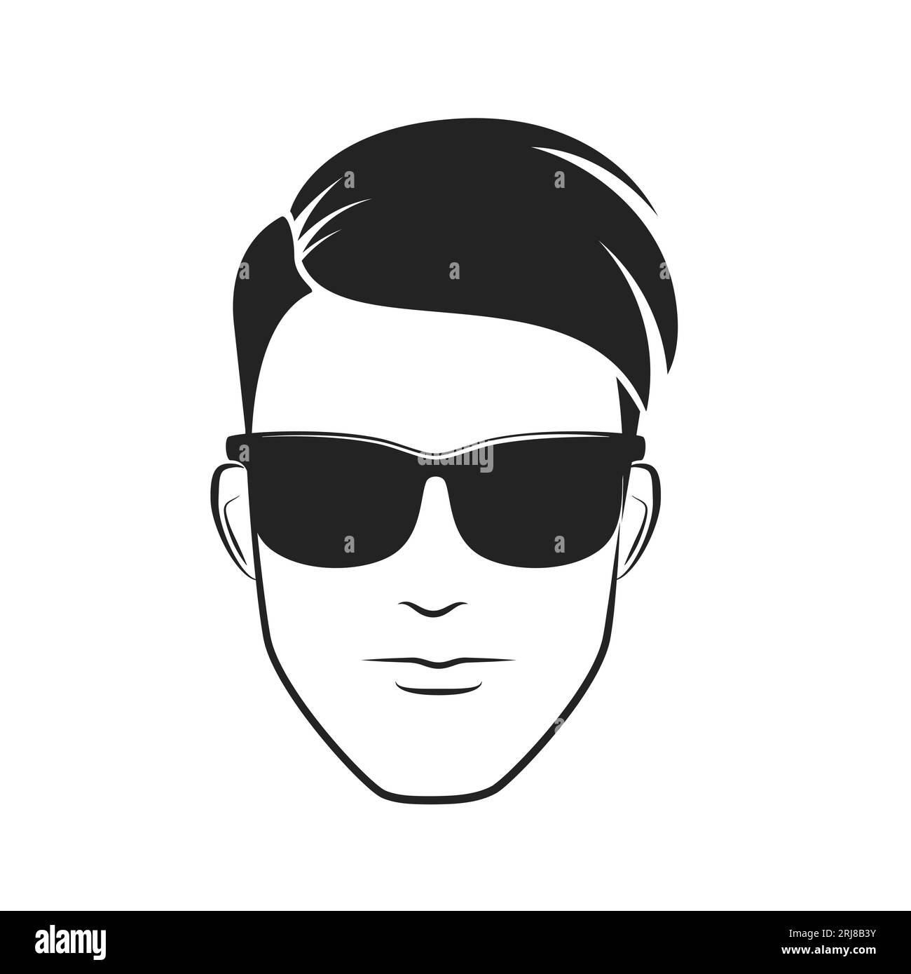 Cool stylish male head barbershop logo. Trendy hairdresser emblem vector illustration Stock Vector