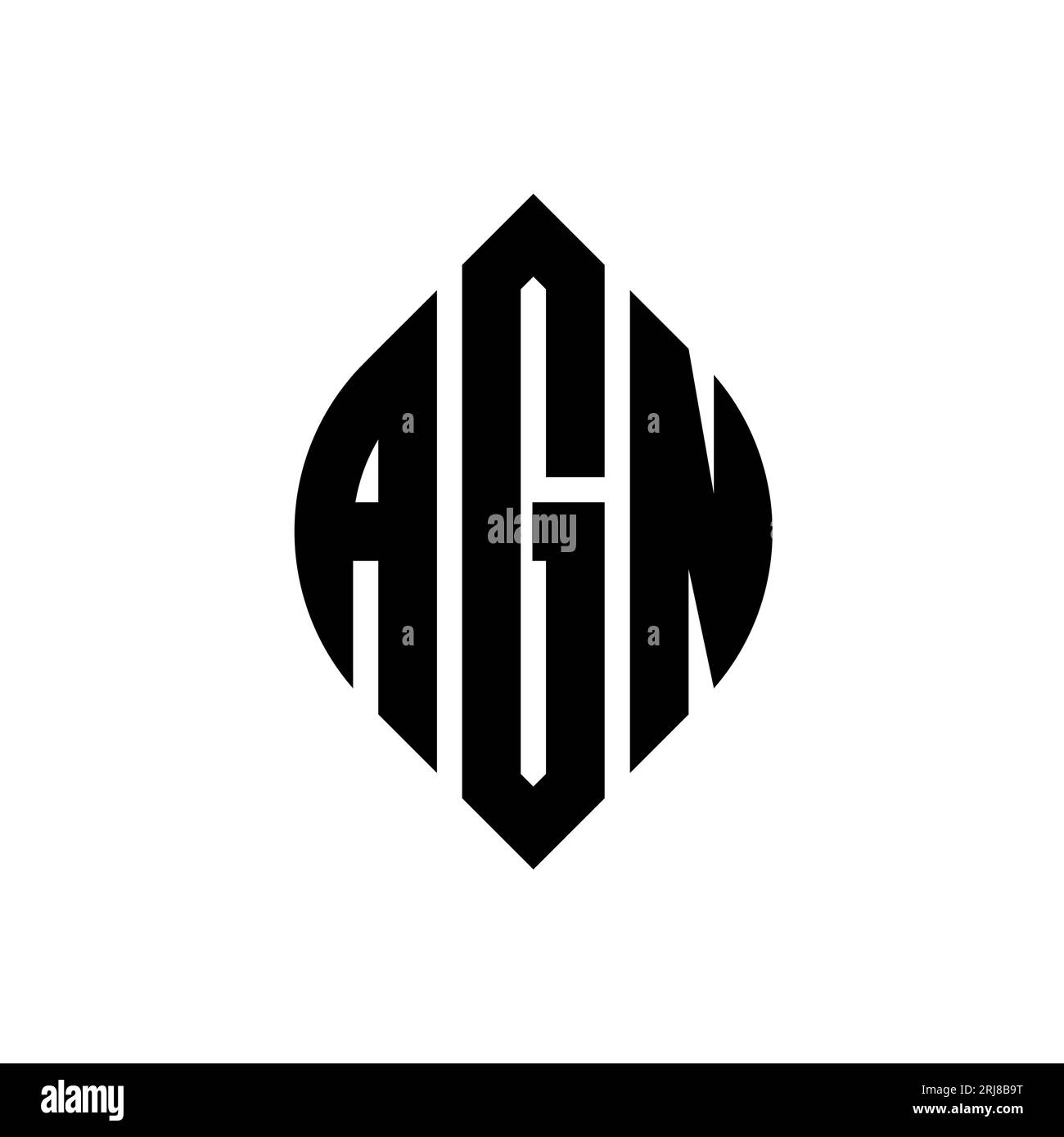 AGN circle letter logo design with circle and ellipse shape. AGN ellipse letters with typographic style. The three initials form a circle logo. AGN Ci Stock Vector
