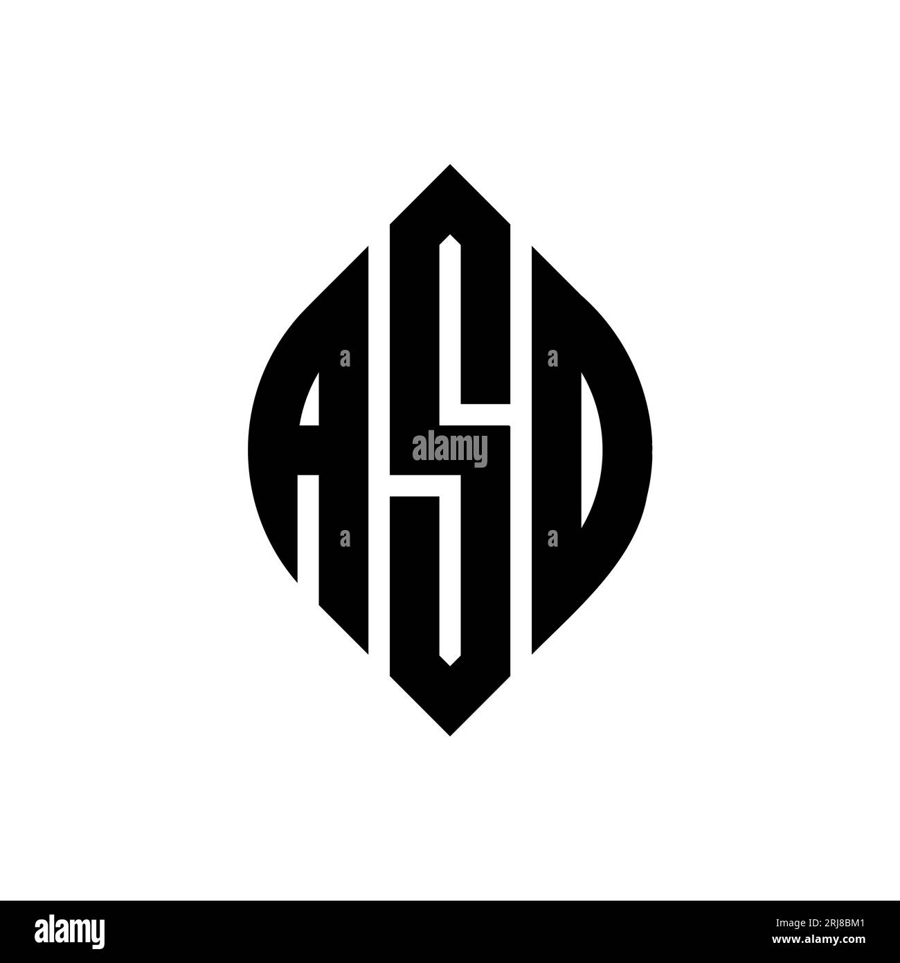 ASD circle letter logo design with circle and ellipse shape. ASD ellipse letters with typographic style. The three initials form a circle logo. ASD Ci Stock Vector