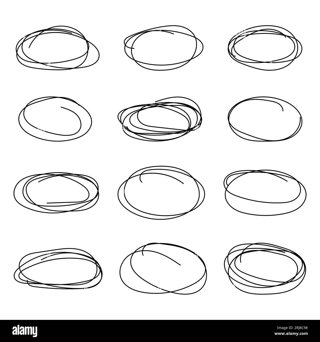 Vector abstract hand drawn pencil set scribble ellipses and ovals on ...