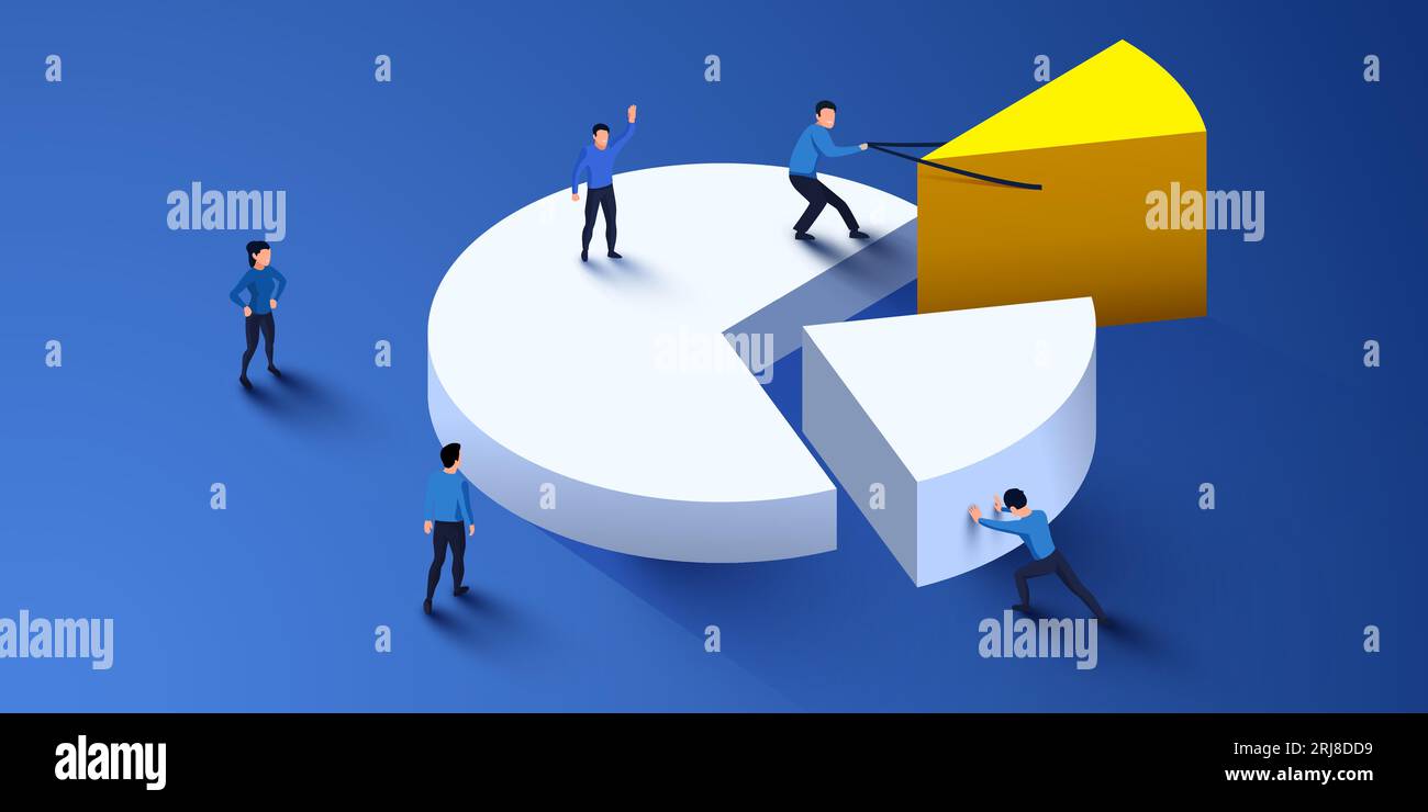 Financial analytics concept. Pie chart with people group. Vector ...
