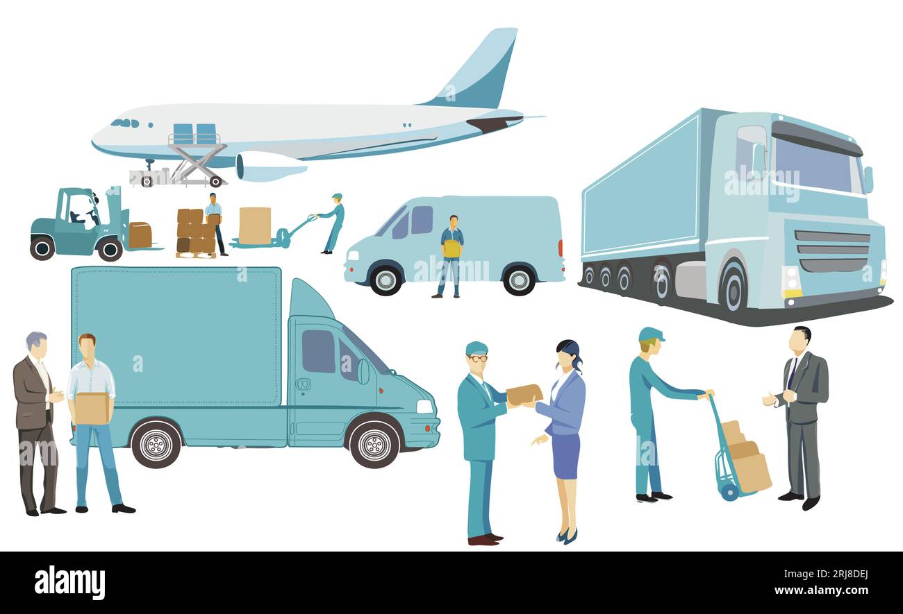 Logistics industry, shipping and delivery, illustration Stock Vector