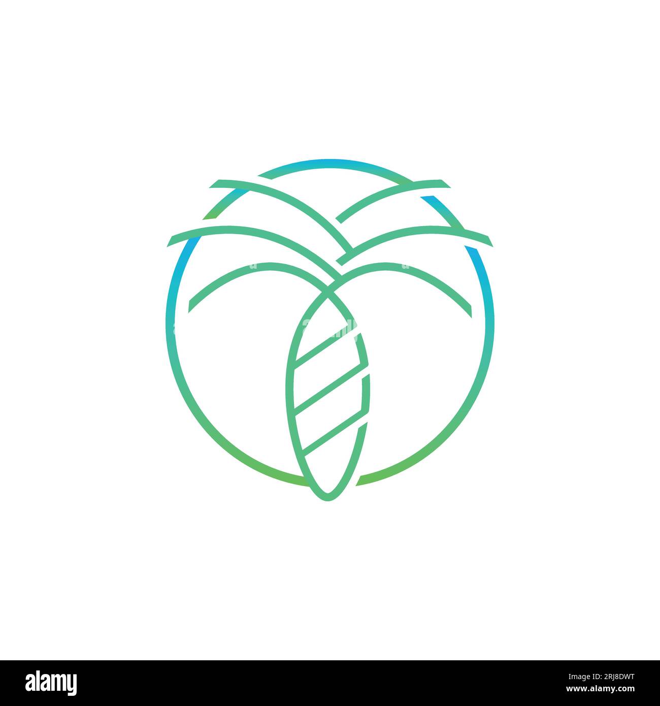 Palm or coconut tree logo line art vector illustration template icon. Coconut tree logo design template premium.palm symbol Stock Vector