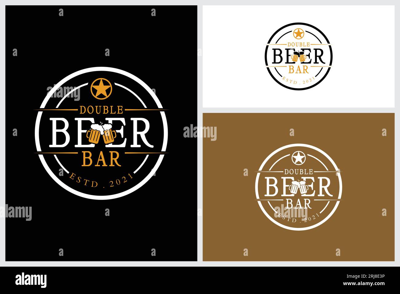 Beer Bar Company Night Club Logo With Beer Glass Ale Stock Vector