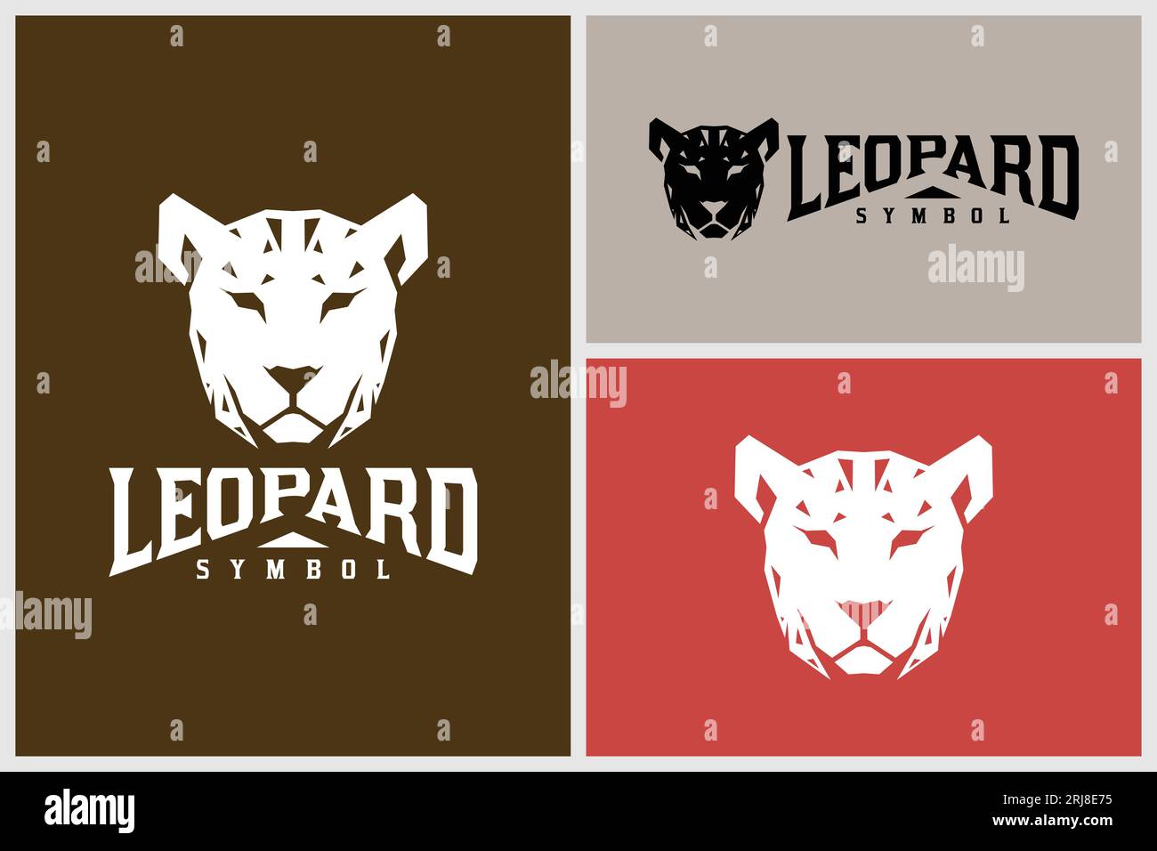 leopard jaguar head logo with geometric style vector design Stock Vector