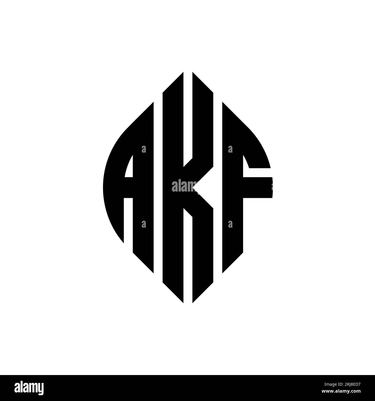 AKF circle letter logo design with circle and ellipse shape. AKF ellipse letters with typographic style. The three initials form a circle logo. AKF Ci Stock Vector