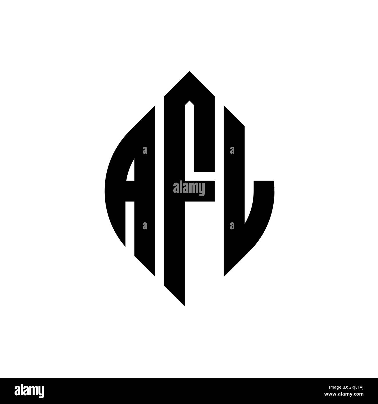 AFL circle letter logo design with circle and ellipse shape. AFL ellipse letters with typographic style. The three initials form a circle logo. AFL Ci Stock Vector