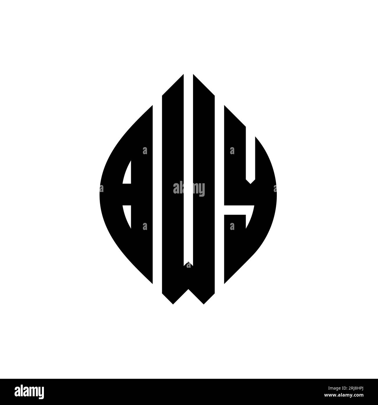 BWY circle letter logo design with circle and ellipse shape. BWY ...