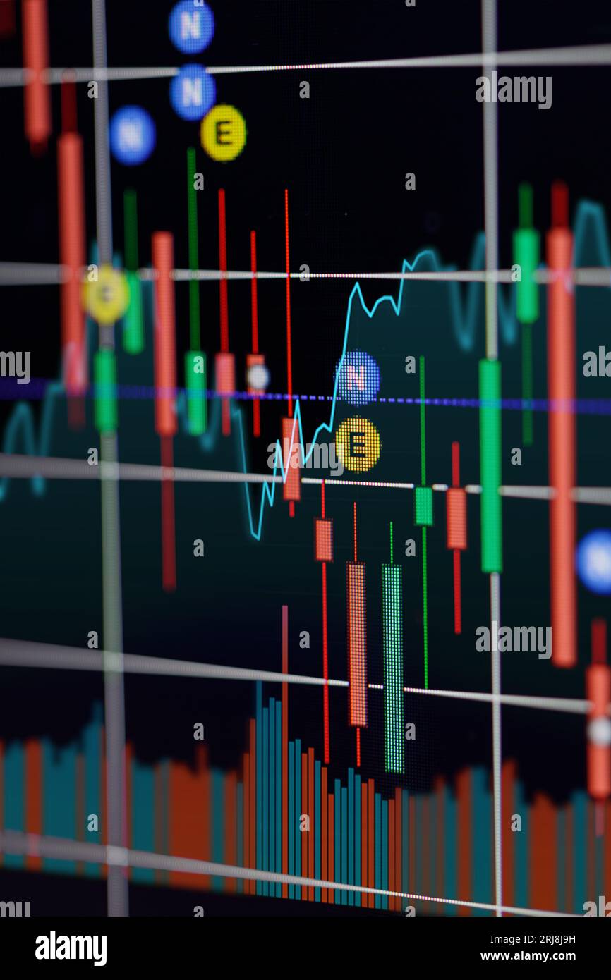 Detail of screen with candlestick chart. Forex concept Stock Photo Alamy