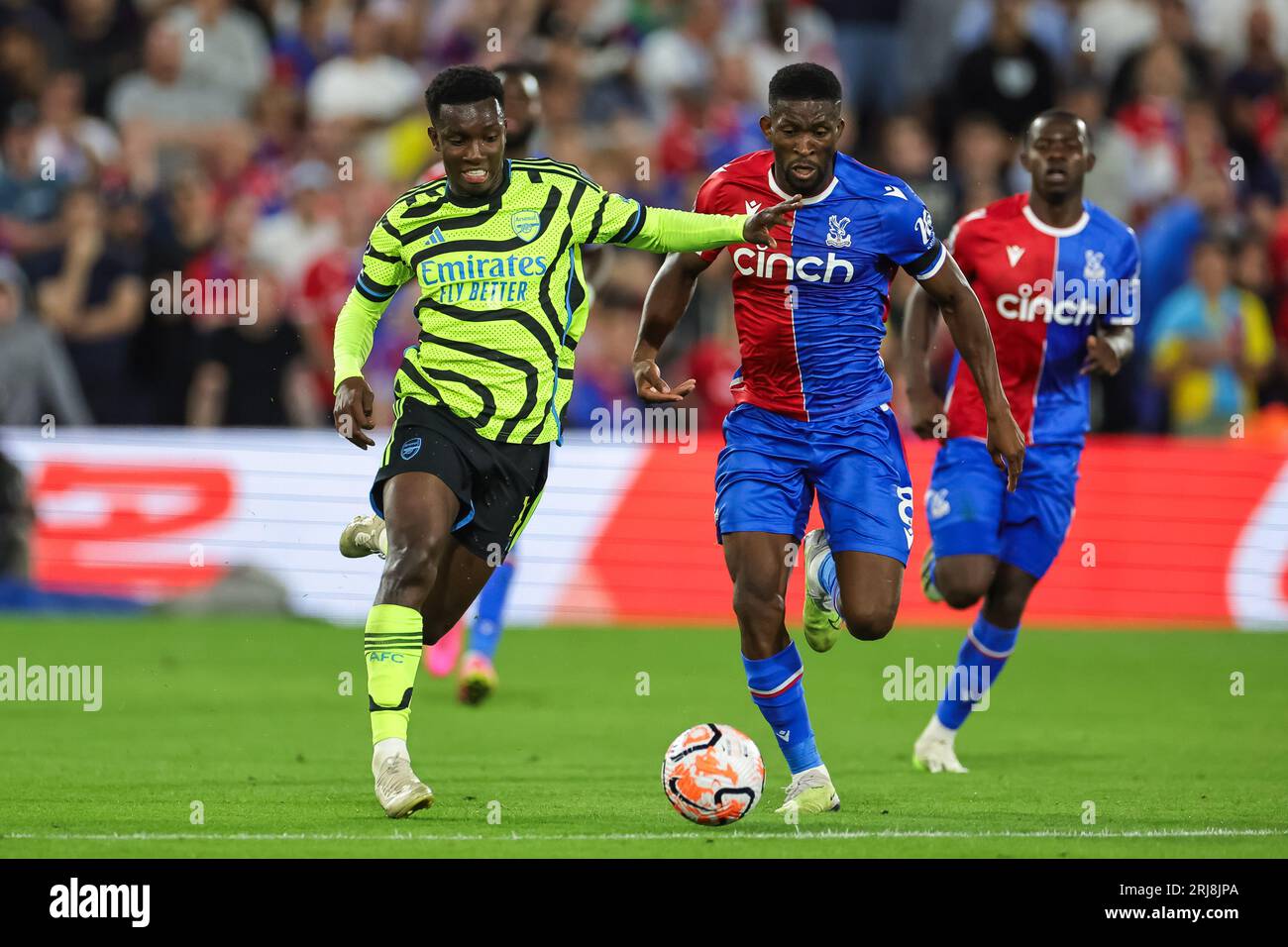 Eddie Nketiah #14 of Arsenal makes a break with the ball during the Premier League match Crystal Palace vs Arsenal at Selhurst Park, London, United Kingdom, 21st August 2023 (Photo by Mark Cosgrove/News Images) in, on 8/21/2023. (Photo by Mark Cosgrove/News Images/Sipa USA) Credit: Sipa USA/Alamy Live News Stock Photo