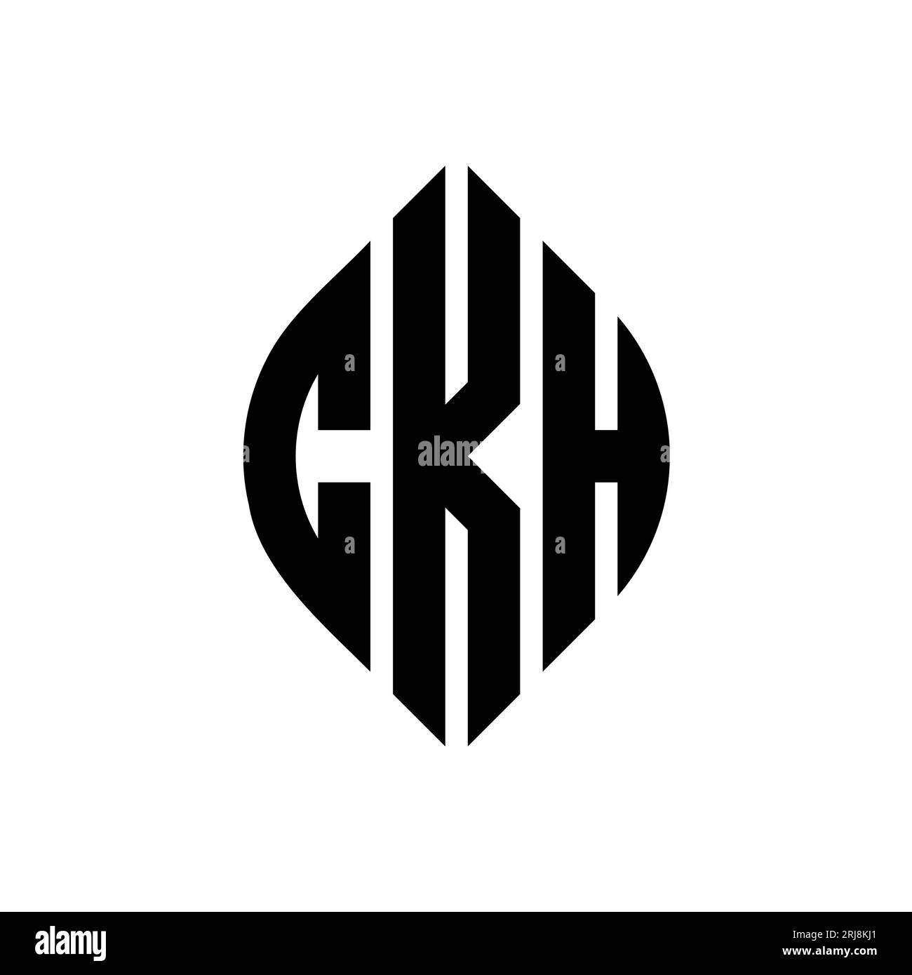 CKH circle letter logo design with circle and ellipse shape. CKH ellipse letters with typographic style. The three initials form a circle logo. CKH Ci Stock Vector