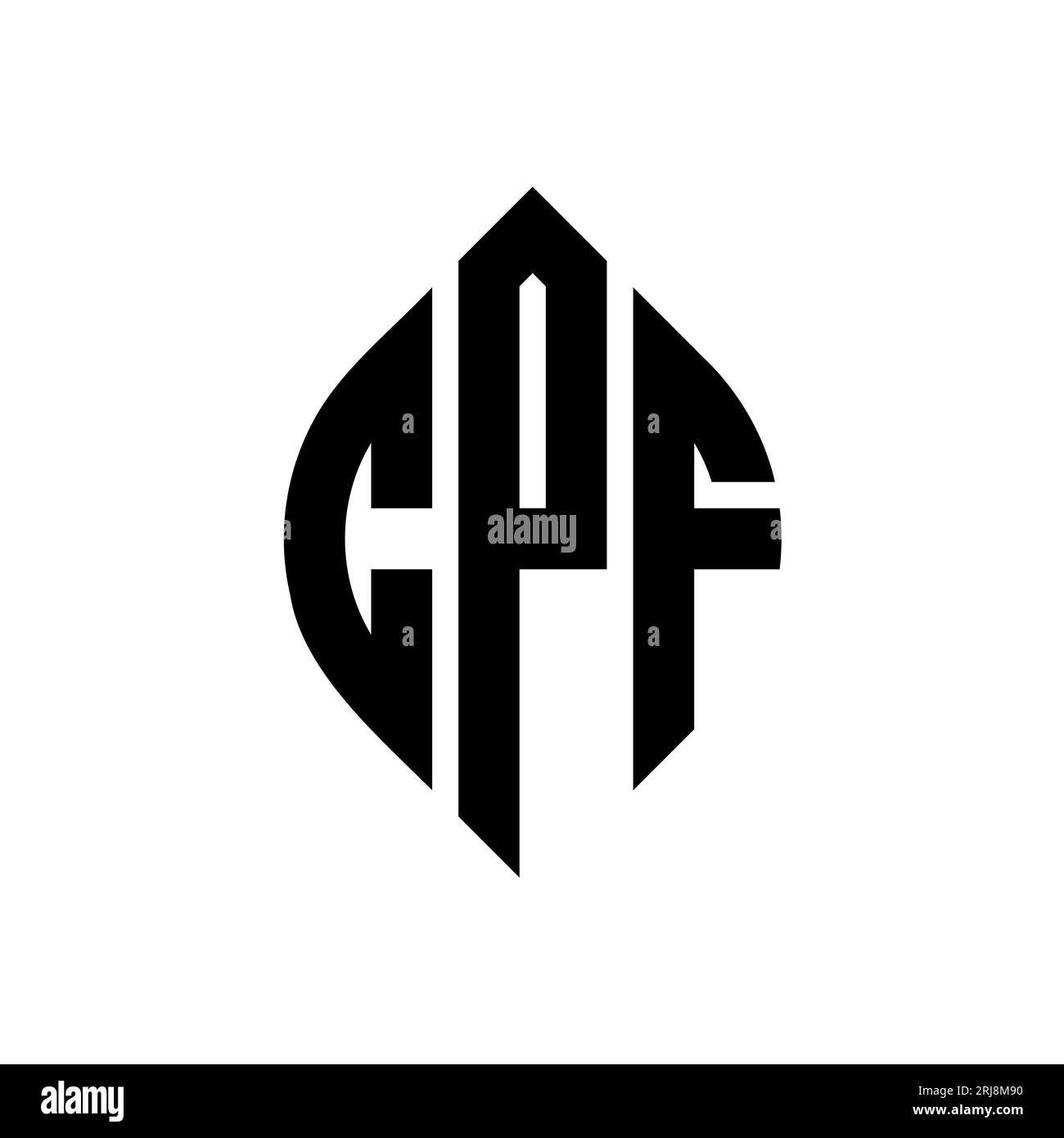CPF circle letter logo design with circle and ellipse shape. CPF