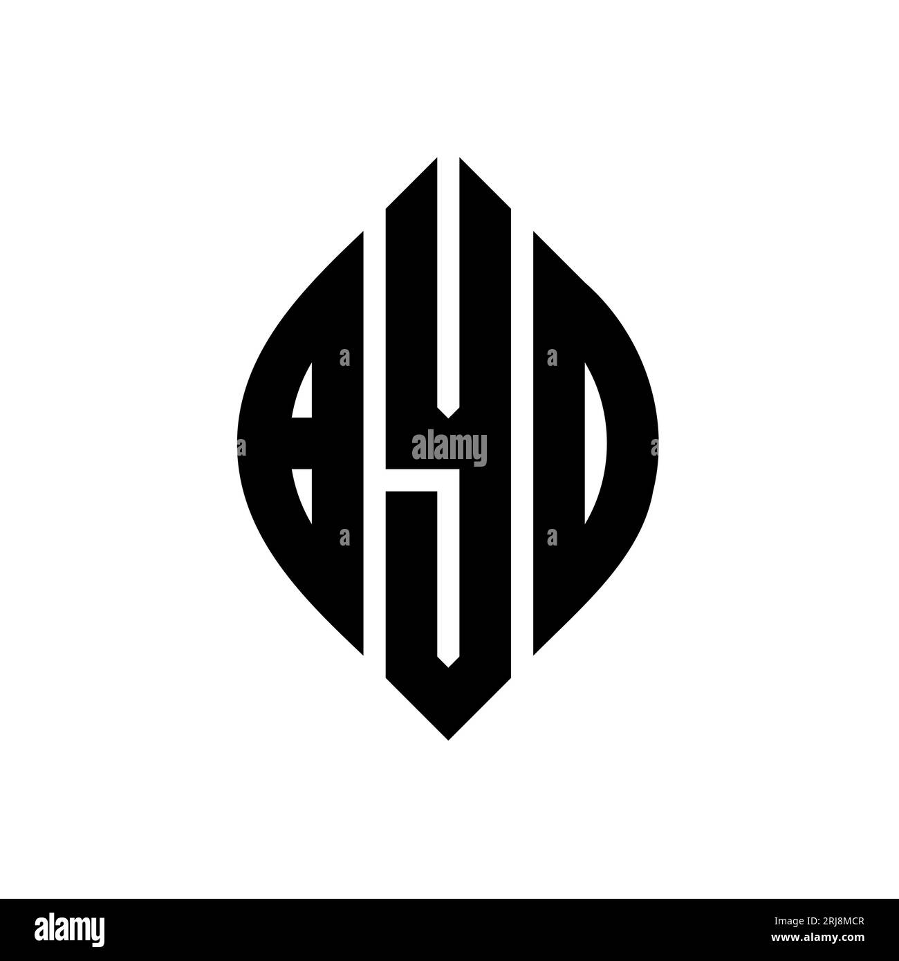 BYD circle letter logo design with circle and ellipse shape. BYD ellipse letters with typographic style. The three initials form a circle logo. BYD Ci Stock Vector