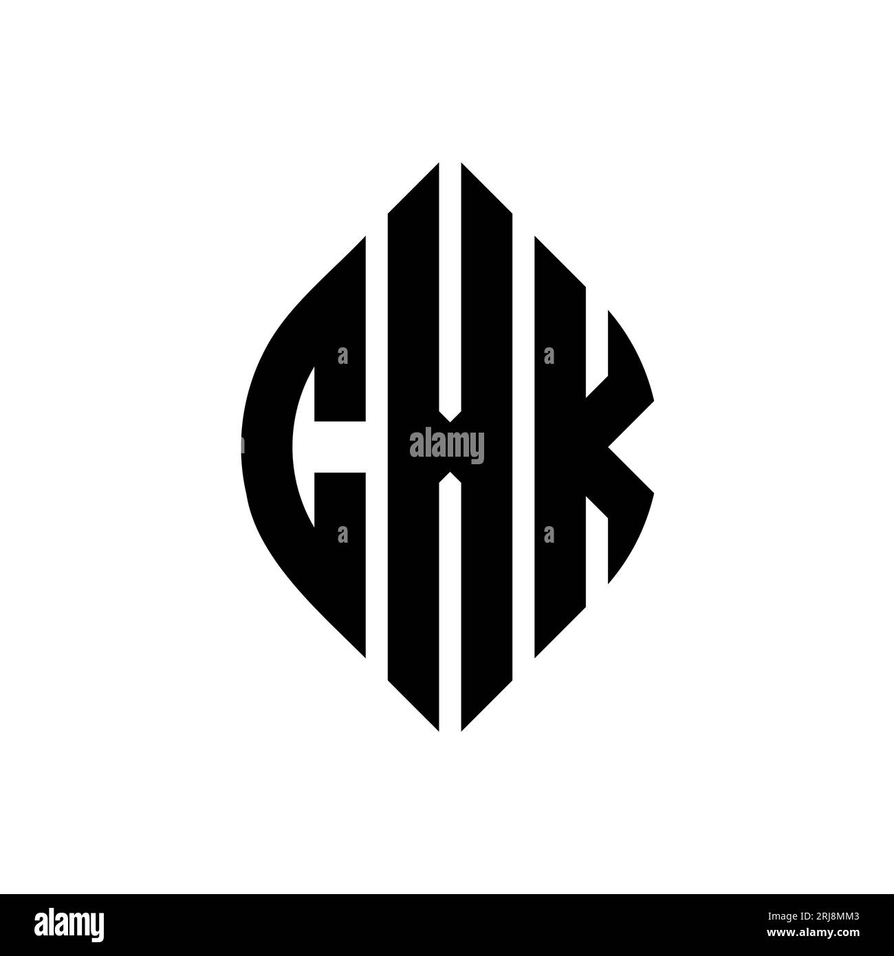 CXK circle letter logo design with circle and ellipse shape. CXK ellipse letters with typographic style. The three initials form a circle logo. CXK Ci Stock Vector